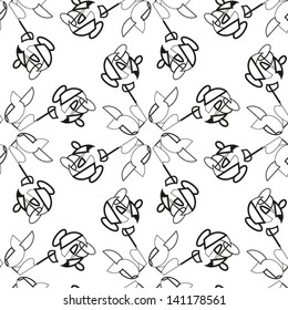 Abstract vector seamless black and white pattern of baby scribble in crosses.