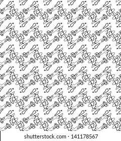 Abstract vector seamless black and white pattern of saw toothed scribbles.