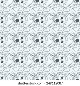 Abstract vector seamless black and white pattern with lines and dots design element.