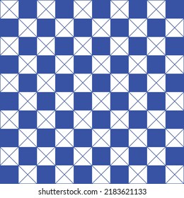 Abstract Vector Seamless blue plaid Checkered Squares and cross Pattern