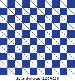 Abstract Vector Seamless blue plaid Checkered Squares and cross Pattern