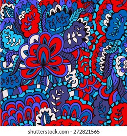 Abstract vector seamless bright psychedelic pattern.