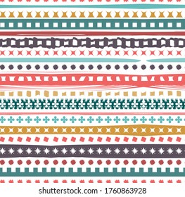 Abstract vector seamless colorful background with minimalist grunge pattern, spot, lines, stars, rays.