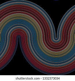 Abstract vector seamless colorful op art pattern. Moire graphic ornament. EPS10.