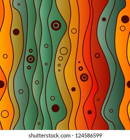 Abstract vector seamless colorful pattern with waves and circles, urban theme design element.