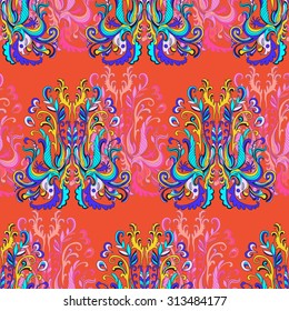 Abstract vector seamless colorful psychedelic pattern.

