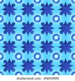 Abstract vector seamless decorative geometric blue background.