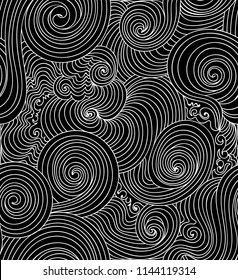 Abstract vector seamless decorative pattern with handwritten figured lines