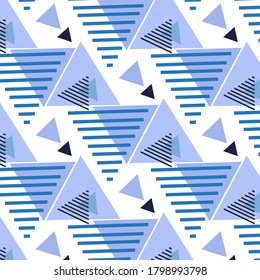 Abstracto vectorial sin fisuras en tonos azules. Formas simples de triángulo, círculo, cuadrado. Obra de fondo, portada de libros, papel colorido