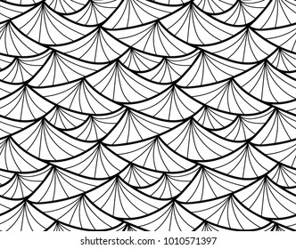 Abstract vector seamless floral background of doodle hand drawn lines. Monochrome wave pattern. Coloring book page. Black white wallpaper.