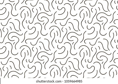 Abstract vector seamless floral background of doodle hand drawn lines. Monochrome wave pattern. Coloring book page. Black white wallpaper.
