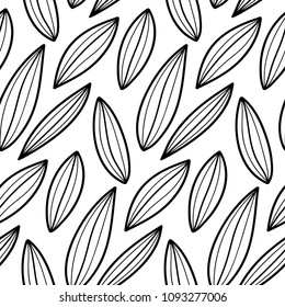 Abstract vector seamless floral background of doodle hand drawn lines. Monochrome wave pattern. Coloring book page. Black white wallpaper.