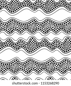 Abstract vector seamless floral background of doodle hand drawn lines. Monochrome wave pattern. Coloring book page. Black white wallpaper.