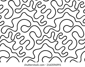 Abstrakte Vektorgrafik, nahtlos floraler Hintergrund von doodle handgezeichnet Linien. Monochrome Wellenmuster. Schwarz-weißes Tapete.