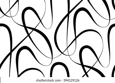 Abstract vector seamless floral background of doodle hand drawn lines. Monochrome wave pattern. Coloring book page. Black white wallpaper.