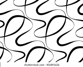 Abstract vector seamless floral background of doodle hand drawn lines. Monochrome wave pattern. Coloring book page. Black white wallpaper.