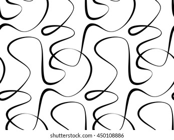Abstrakte Vektorgrafik, nahtlos floraler Hintergrund von doodle handgezeichnet Linien. Monochrome Wellenmuster. Farbige Buchseite. Schwarz-weißes Tapete.