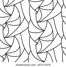 Abstract vector seamless floral background of doodle hand drawn lines. Monochrome wave pattern. Coloring book page. Black white wallpaper.
