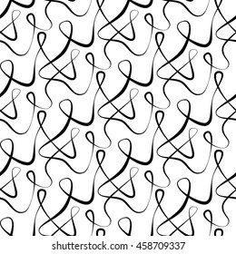 Abstract vector seamless floral background of doodle hand drawn lines. Monochrome wave pattern. Coloring book page. Black white wallpaper.