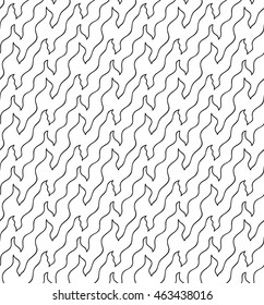 Abstract vector seamless floral background of doodle hand drawn lines. Monochrome wave pattern. Coloring book page. Black white wallpaper.