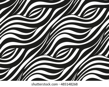 Vector abstracto de fondo floral sin fisuras de las líneas dibujadas a mano de doodle. Patrón monocromo. Papel pintado blanco negro.