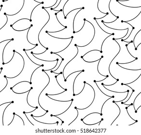 Abstract vector seamless floral background of doodle hand drawn lines. Monochrome wave pattern. Coloring book page. Black white wallpaper.