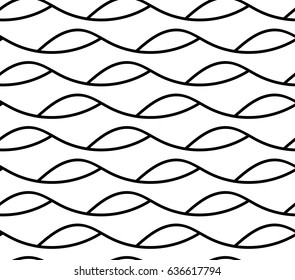 Abstract vector seamless floral background of doodle hand drawn lines. Monochrome wave pattern. Coloring book page. Black white wallpaper.