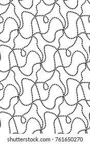 Abstract vector seamless floral background of doodle hand drawn lines. Monochrome wave pattern. Coloring book page. Black white wallpaper.