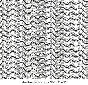 Abstract vector seamless floral black white background of hand drawn lines