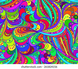 Abstract vector seamless floral colorful background of drawn lines