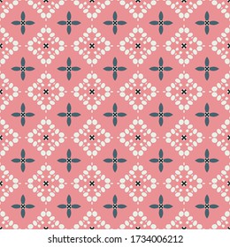 Abstract vector seamless flower pattern. Geometric simple design