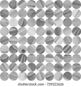 Abstract vector seamless geometrical pattern from regular circles with grey brush stroke  texture on a white background. Floor tile, wallpaper, wrapping paper, page fill in ceramic mosaic style