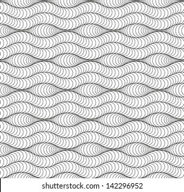 Abstract vector seamless gray pattern with lined wavy double figures 