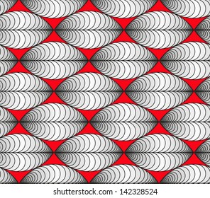 Abstract vector seamless gray pattern with roasted coffee beans on red background