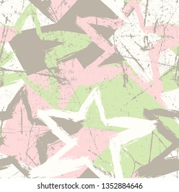 Abstract vector seamless grunge style pattern. Repeating background with stars.