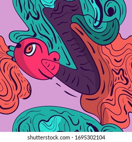 Abstract vector seamless illustration with strange fairytale patterns.