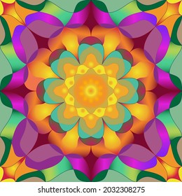 Abstract, Vector, Seamless Image of a Circular Mandala in A Floral Style. Can Be Applied in Design Projects