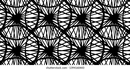 Abstract vector seamless monochrome pattern. Grunge memphis background. Hand drawn elements. Texture design for surface, fabric, textile, paper wrapping.