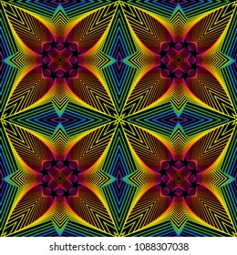 Abstract vector seamless op art star pattern. Colorful pop art, graphic ornament. Optical illusion