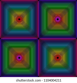 Abstract vector seamless op art pattern. Colorful pop art, graphic ornament. Optical illusion