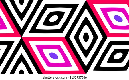 Abstract vector seamless op art pattern. Colorful pop art, graphic ornament. Optical illusion
