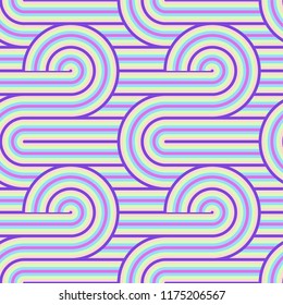Abstract vector seamless op art pattern. Colorful pop art, graphic ornament. Optical illusion 70s