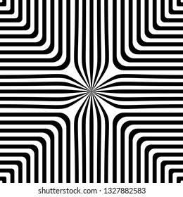 Abstract vector seamless op art pattern. Black and white pop art, graphic ornament. Optical illusion.
