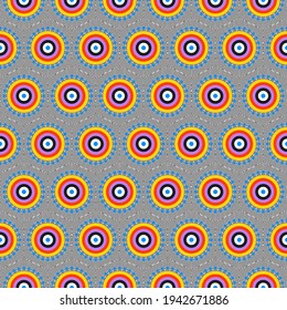 Abstract vector seamless op art pattern. Colorful disco ornament