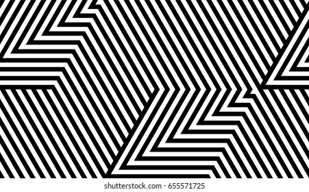Abstract vector seamless op art pattern. Monochrome graphic ornament. 