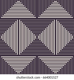 Abstract vector seamless op art pattern. Monochrome moire ornament