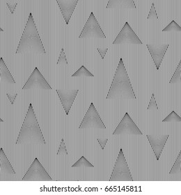 Abstract vector seamless op art pattern of triangles. Black and white moire ornament.