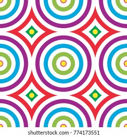 Abstract vector seamless op art pattern. Colorful disko ornament