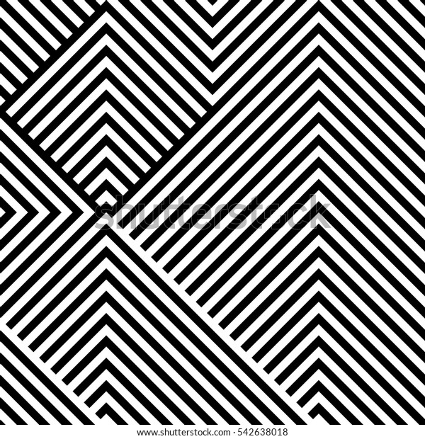 ひし形を持つ抽象的なベクター画像シームレスなオープアートパターン 白黒のグラフィックの白黒の装飾 縞模様の光錯覚繰り返しテクスチャ のベクター画像素材 ロイヤリティフリー