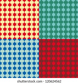 abstract vector seamless pattern in 4 color variations